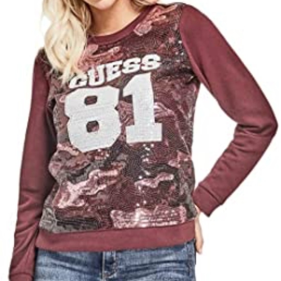 New GUESS Eartha Sequin Logo Pullover - Picture 3 of 8